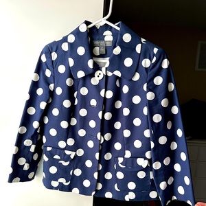 Josephine Chaus navy polka dot blazer, PETITE